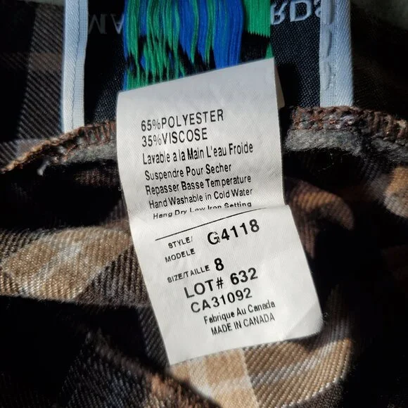 VINTAGE | Y2K 2000s Brown Cream Plaid Pleated Skirt (Size 8) - Picture 5 of 6